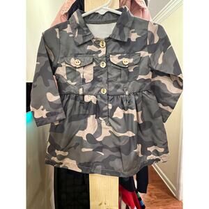 Girls Camo Button-Front Dress – Size 6-12 Months